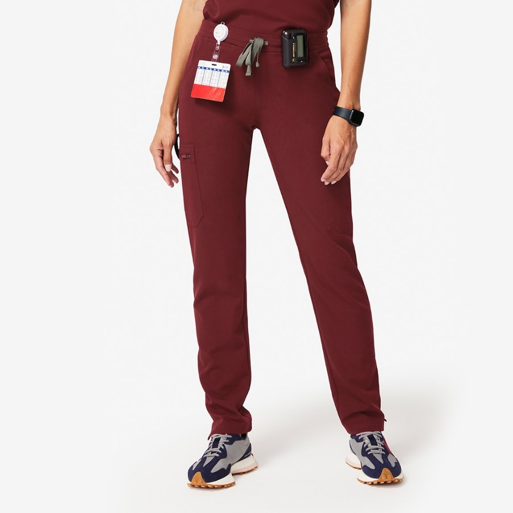 FIGS Yola Skinny Scrub Pants (XXS Petite/Burgundy)